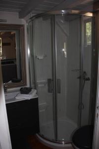a bathroom with a shower and a sink at Il Sole in Le Puy-Sainte-Réparade