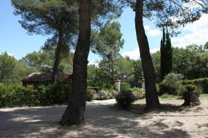 un grupo de árboles con flores en un parque en Il Sole, en Le Puy-Sainte-Réparade
