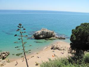 a group of people on a beach near the ocean at Krm Suite Apartament in Calella