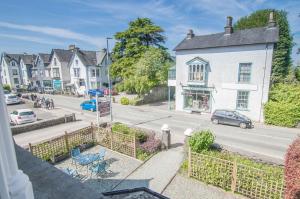 an aerial view of a city street with houses at Elim Bank Guest House in Bowness-on-Windermere