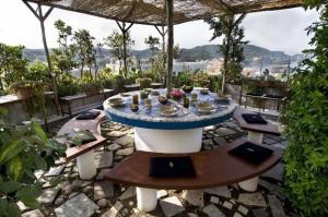 a table with food on it on a patio at Villa Laetitia in Ponza