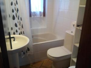 uma casa de banho com um WC, um lavatório e uma banheira em Cal Tià em Viliella