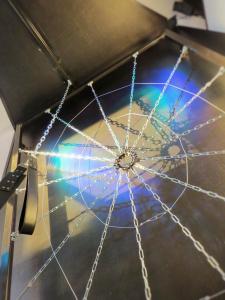 ein Spinnennetz im Inneren einer Mikrowelle in der Unterkunft APARTMENT NATURIST CAP CARBONE in Cap d'Agde