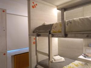 מיטה או מיטות קומותיים בחדר ב-Vintage Bariloche Hostel Boutique