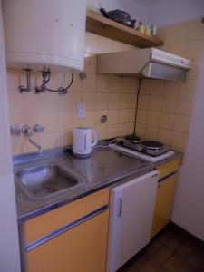 a small kitchen with a sink and a stove at Mendoza Capital Microcentro in Mendoza