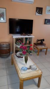 TV a/nebo společenská místnost v ubytování Platanos House