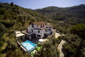 an aerial view of a house with a swimming pool at Appartamento Villa degli Ulivi in Sant'Agnello