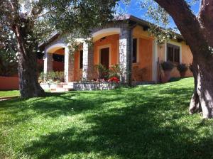 a house with a tree in front of a yard at Residence Baia Infreschi in Marina di Camerota