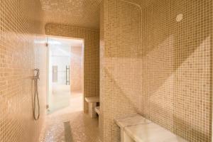 a bathroom with a shower and a toilet at Mirachoro Carvoeiro in Carvoeiro