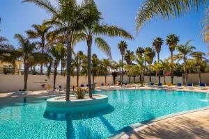 a swimming pool with palm trees in a resort at Mirachoro Carvoeiro in Carvoeiro