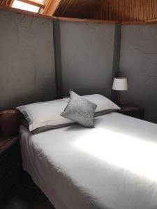 a bed with two pillows on it in a room at BARE NECESSITIES, NUDIST ONLY VENUE Naturist, clothes free in Swellendam