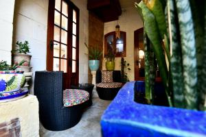 a room with chairs and plants in a building at Maria Giovanna Guest House in Marsalforn