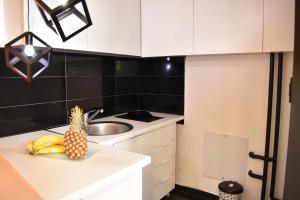 a kitchen with a pineapple sitting on a counter at Naumovski Apartments in Skopje