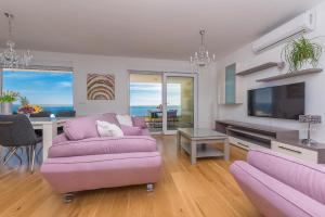 TV a/nebo společenská místnost v ubytování Penthouse Jure
