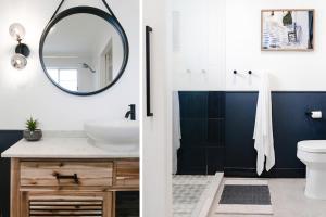 a bathroom with a sink and a mirror at ✽Whitsunday Wanderluxe✽ in Cannonvale