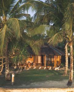 a house with palm trees in front of it at Greenhouse Siargao Eco-Beach Resort in General Luna