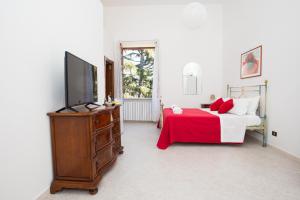 Casa Carolina B&B في سورينتو: غرفة نوم بسرير وتلفزيون بشاشة مسطحة