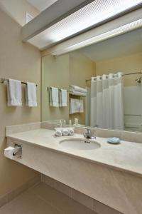 a bathroom with a sink and a large mirror at Holiday Inn Express Hotel and Suites - Henderson, an IHG Hotel in Las Vegas