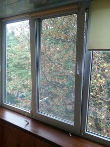 two windows in a room with a window sill at Apartments on Dontsya, 12 in Kyiv +11 photos