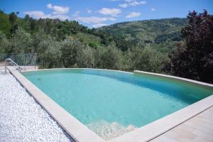 a swimming pool with a view of a mountain at Podere Scoglio d'Oro in Pescia