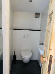 a small bathroom with a toilet and a sink at Guesthouse Boom in Watergang