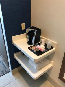 a white sink and a white counter top in a bathroom at Holiday Inn Express & Suites - Pittsburgh - Monroeville, an IHG Hotel in Monroeville