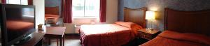 una camera d'albergo con due letti e una televisione di La Mirage a Monmouth Junction