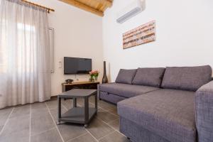 salon z kanapą i telewizorem w obiekcie Mosina Apartments w mieście Palermo
