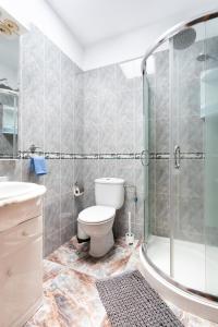 a bathroom with a toilet and a shower at Finca La Gaviota - Las Palmeras in Icod de los Vinos
