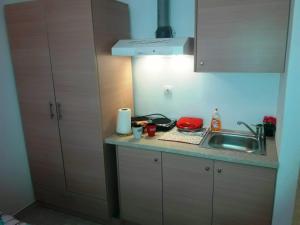 a kitchen with a sink and a counter top at LARINAKI'S STUDIO No2 in Amorgos
