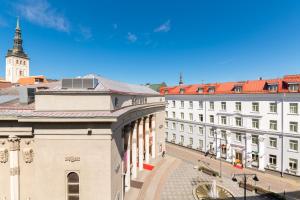 a view of a building with a clock tower at Suurkarja Apartment in Tallinn