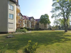 duży trawnik przed budynkiem w obiekcie Apartament Dziwnów w Dziwnowie