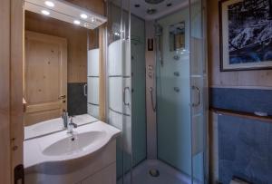 福尔马扎Mini Chalet Walser的带水槽和淋浴的浴室