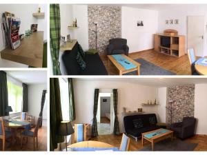 3 Bilder von einem Wohnzimmer und einem Wohnzimmer in der Unterkunft Apartment Dresden Neustadt in Dresden