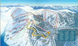 een kaart van een skigebied in de sneeuw bij Katmandu 1 in Falls Creek +6 foto's