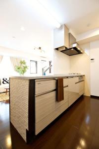 東京にあるKanbe Building 301のシンクとカウンタートップのあるキッチン
