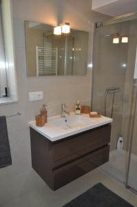 ein Badezimmer mit Waschbecken und Dusche in der Unterkunft Casa da Quinta do Sóto in Terras de Bouro