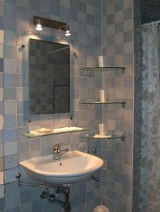 ein Bad mit einem Waschbecken und einem Spiegel in der Unterkunft Appartement La Coudraie in Blonay