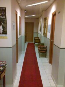 a long hallway with a red carpet in a building at Hotel Lazzari in Rome