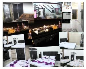 a collage of photos of a hotel room at 4N Homestay- GOLDEN TEMPLE VIEW in Amritsar