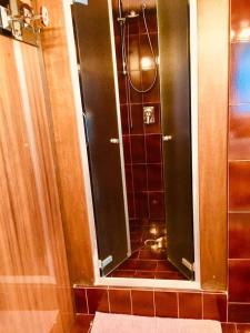 Un baño con ducha y espejo. en Casa Mamma Mia, en Fiesso dʼArtico 24 fotos más