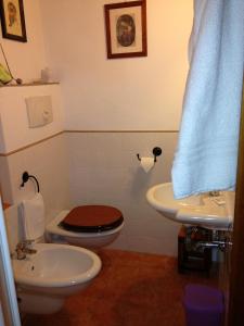 y baño con aseo y lavamanos. en La Locanda Del Tevere, en Fiano Romano