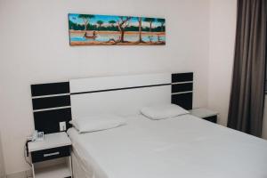 a bedroom with a white bed and a painting on the wall at Samir Hotel Business in Porto Velho