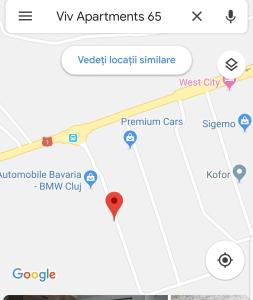 a screenshot of a google map of vivant locations at Viv Apartments 65 in Floreşti