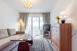 ein Wohnzimmer mit Couch und Fernseher in der Unterkunft Private Apartment in Hannover