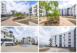 four different views of an apartment building at APARTAMENT NIKOLA in Gdańsk