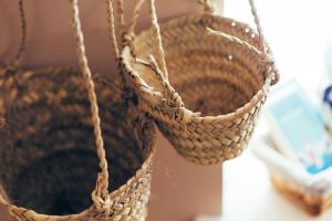 two baskets hanging from a rope at Primrose House St. Ives in St Ives