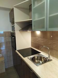 セニにあるApartman Miškulinのシンクとカウンタートップのあるキッチン