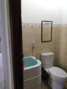 ein Badezimmer mit einem WC und einer Badewanne in der Unterkunft Herry Home Stay_Jogja in Yogyakarta