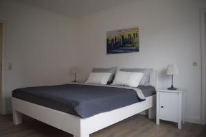 a bedroom with a large bed with two night stands at Ferienhaus Strandgeflüster in Garding